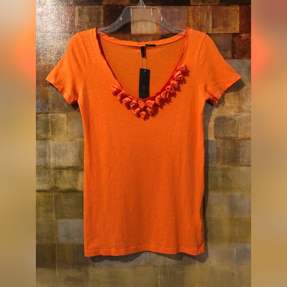 BENETTON "Stile" Orange SS Italian Top NWT